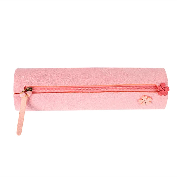 Sakura Solid Color Cylinder Pencil Case