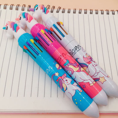Rainbow Unicorn 10 Colors Chunky Ballpoint Pen