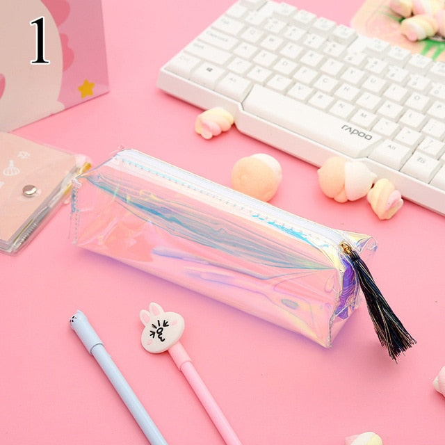 Kawaii Laser Transparent Pencil Case