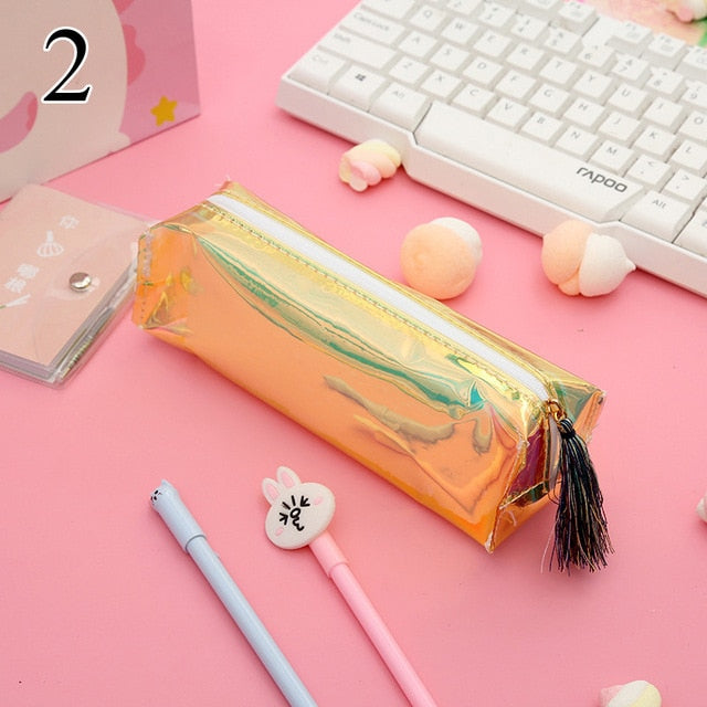 Kawaii Laser Transparent Pencil Case