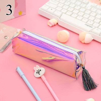 Kawaii Laser Transparent Pencil Case