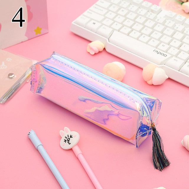 Kawaii Laser Transparent Pencil Case