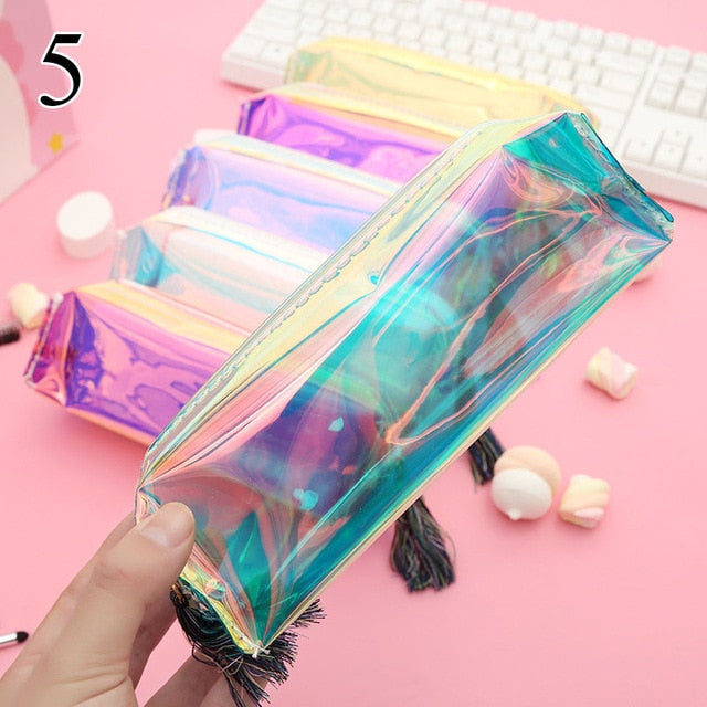 Kawaii Laser Transparent Pencil Case