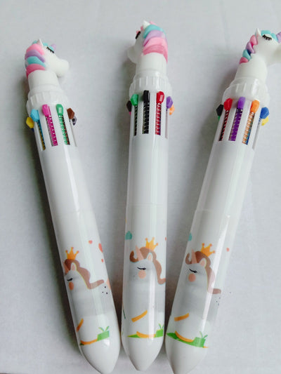 Rainbow Unicorn 10 Colors Chunky Ballpoint Pen - Japanese Kawaii