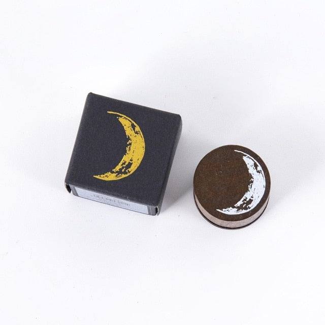 Moon Series Wooden Rubber Stamps Set