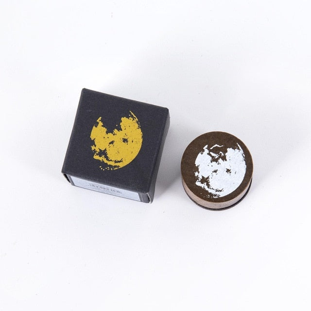 Moon Series Wooden Rubber Stamps Set