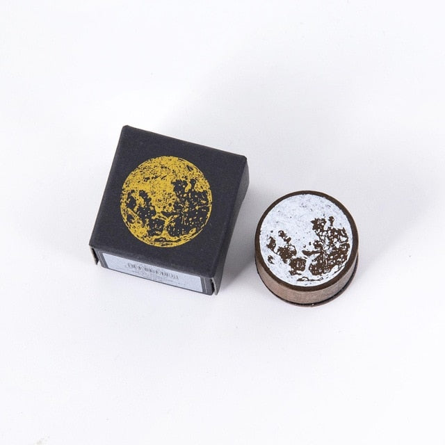 Moon Series Wooden Rubber Stamps Set