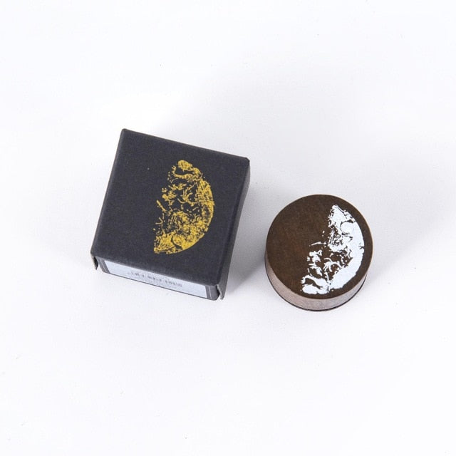 Moon Series Wooden Rubber Stamps Set