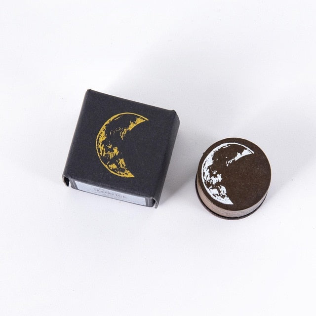 Moon Series Wooden Rubber Stamps Set