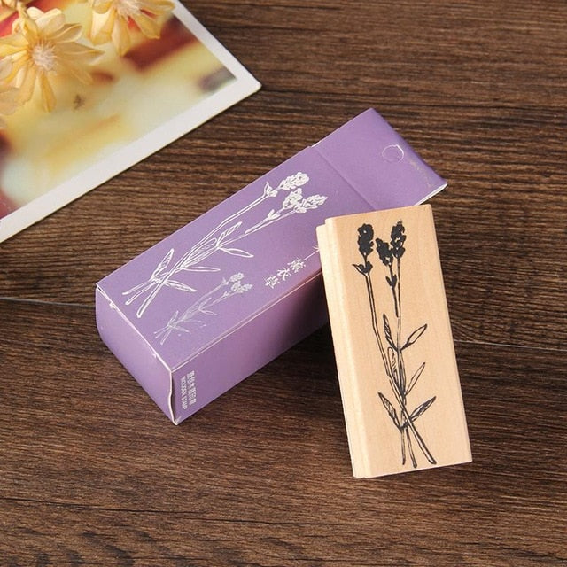 Vintage Plant Wooden Rubber Stamps Set