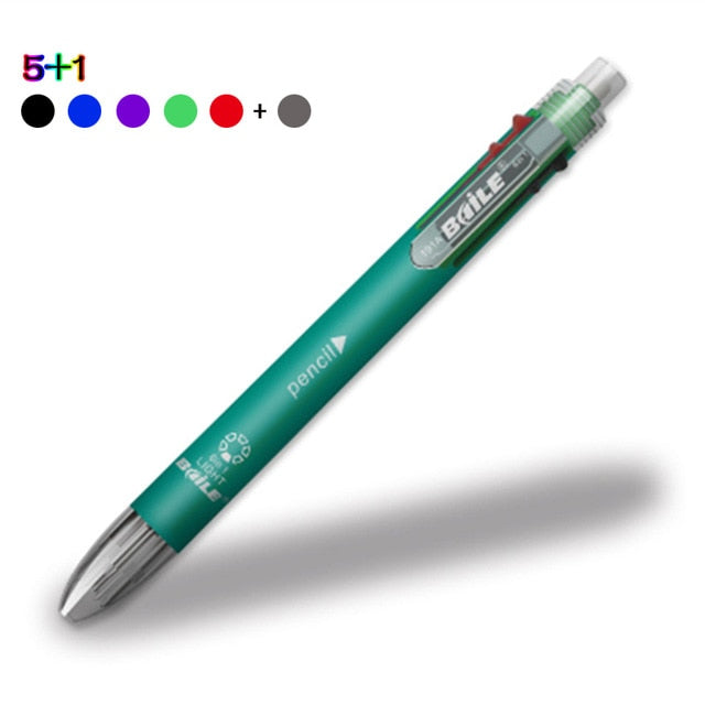 6 In 1 Multicolor Ballpoint Pens + Mechanical Pencil