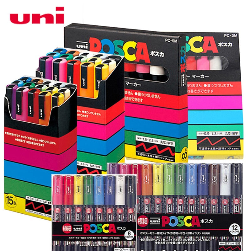 UNI POSCA PC-1M PC-3M PC-5M Set MARKER / GRAFFITI PEN