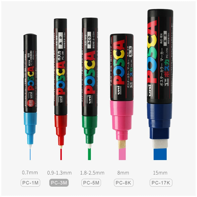 UNI POSCA PC-1M PC-3M PC-5M Set MARKER / GRAFFITI PEN