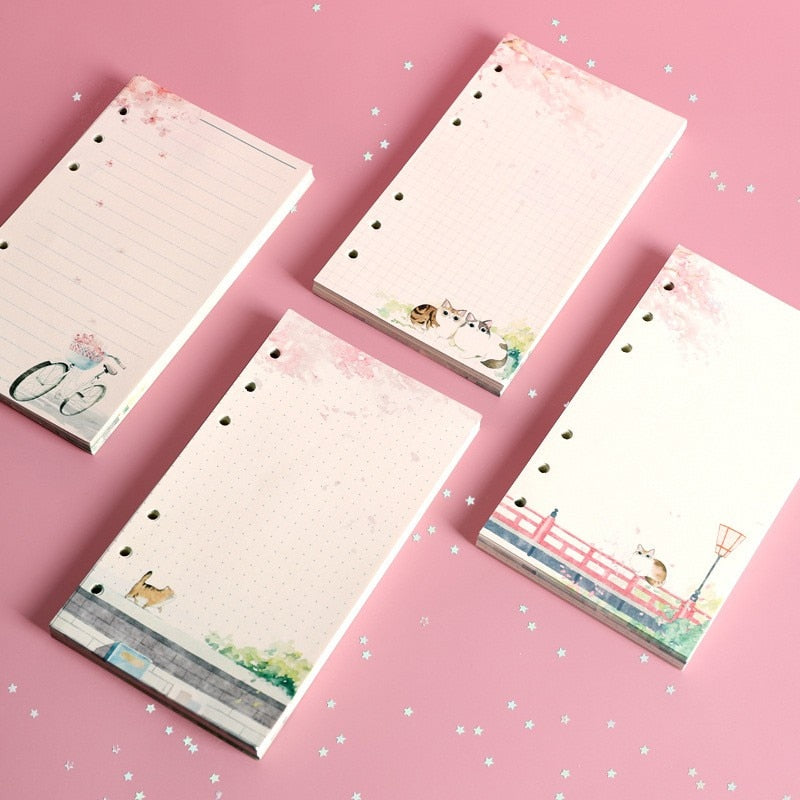 Kawaii Cat And Sakura A6 Planner Refills