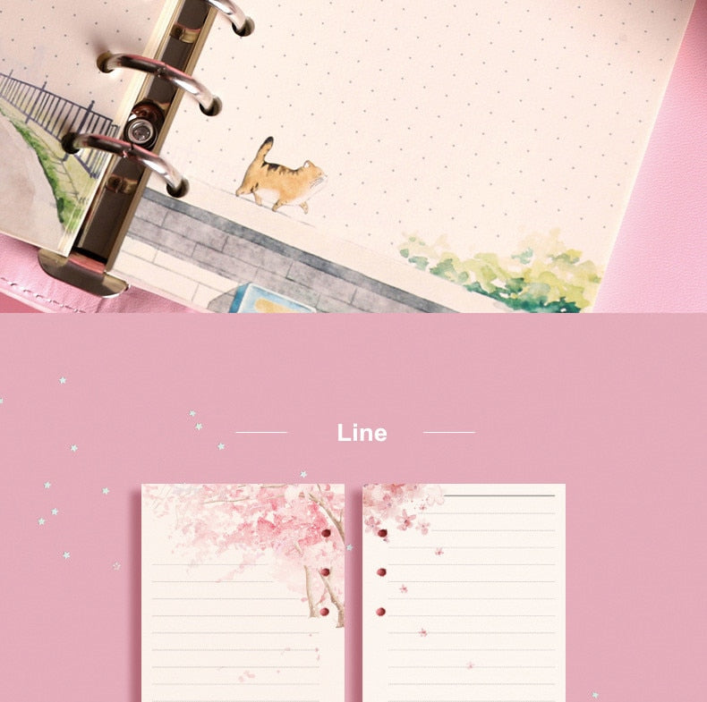 Kawaii Cat And Sakura A6 Planner Refills