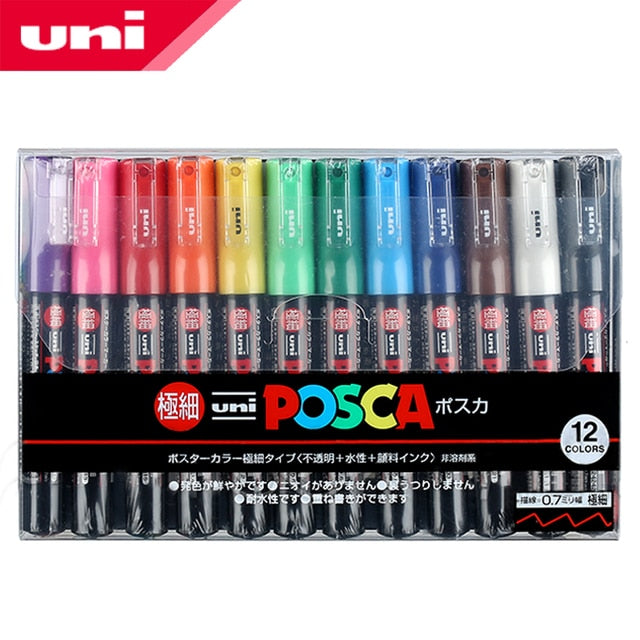 Japan Uni Posca Acrylic Paint Marker Set, PC-3M,PC-5M, PC-1M