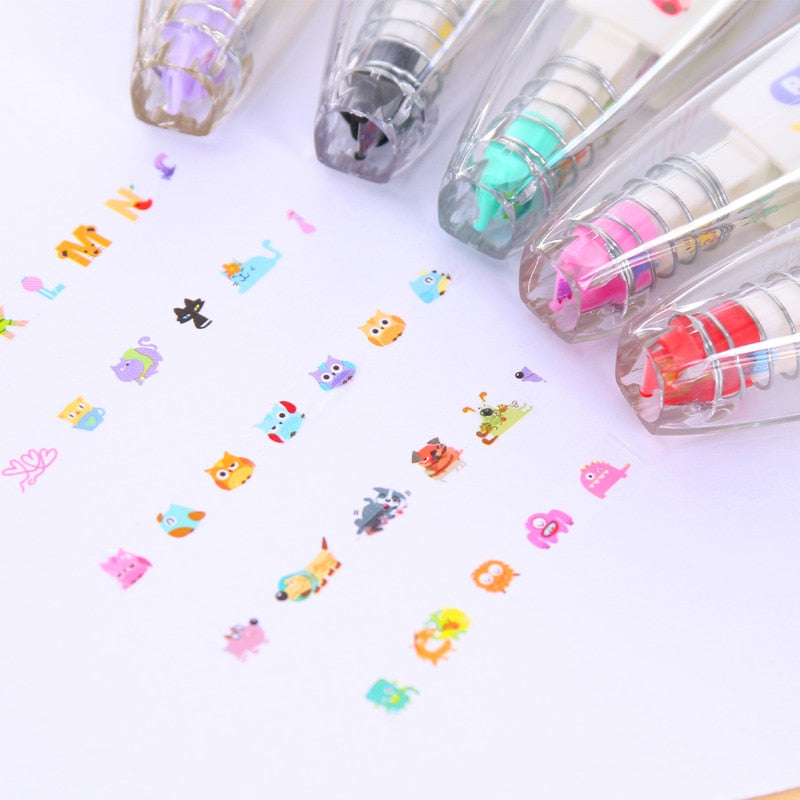 Kawaii Animals Press Type Masking Tape Sticker Pen