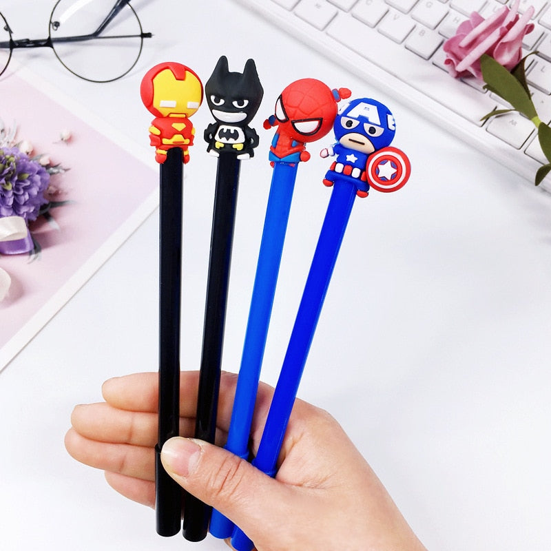 Cute Marvel Characters & Batman Gel Pens (4pcs)